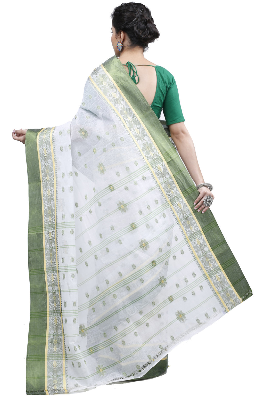 Green White Pure Cotton BolLata_Tant Tant Saree (200)